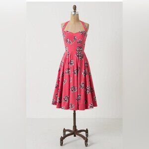 Anthropologie Girls from Savoy Akebono Retro Halter Pinup Style Dress Size 12